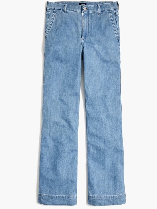 J. Crew Denim - J. Crew Womens Drapey Denim Trouser Light Blue Flare Jeans Wide Leg Sz 29
